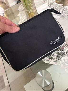 Chanel Parfums Black Makeup Cosmetic Bag